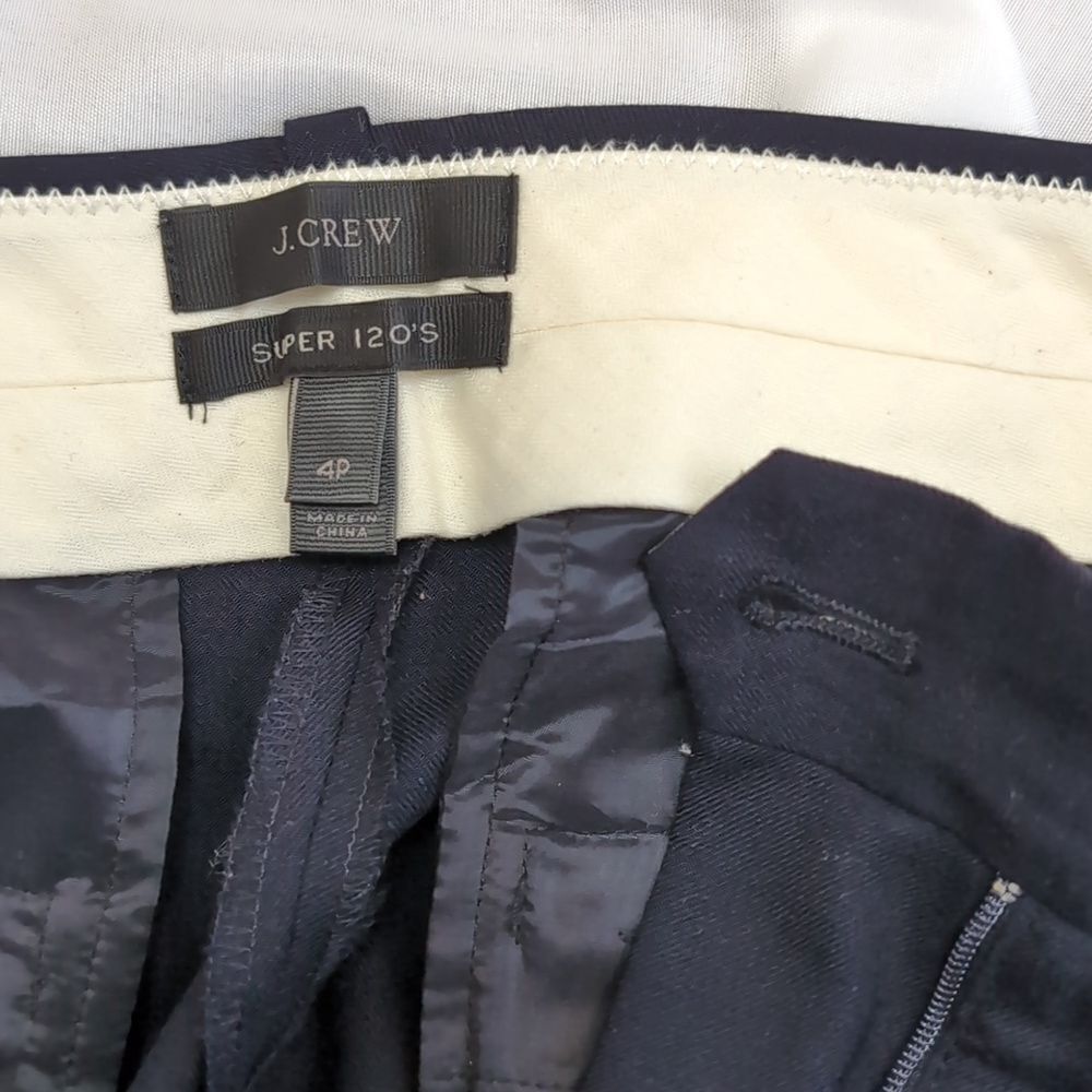 Jcrew 100% wool navy super 120 pants size 4p - Picture 4 of 6